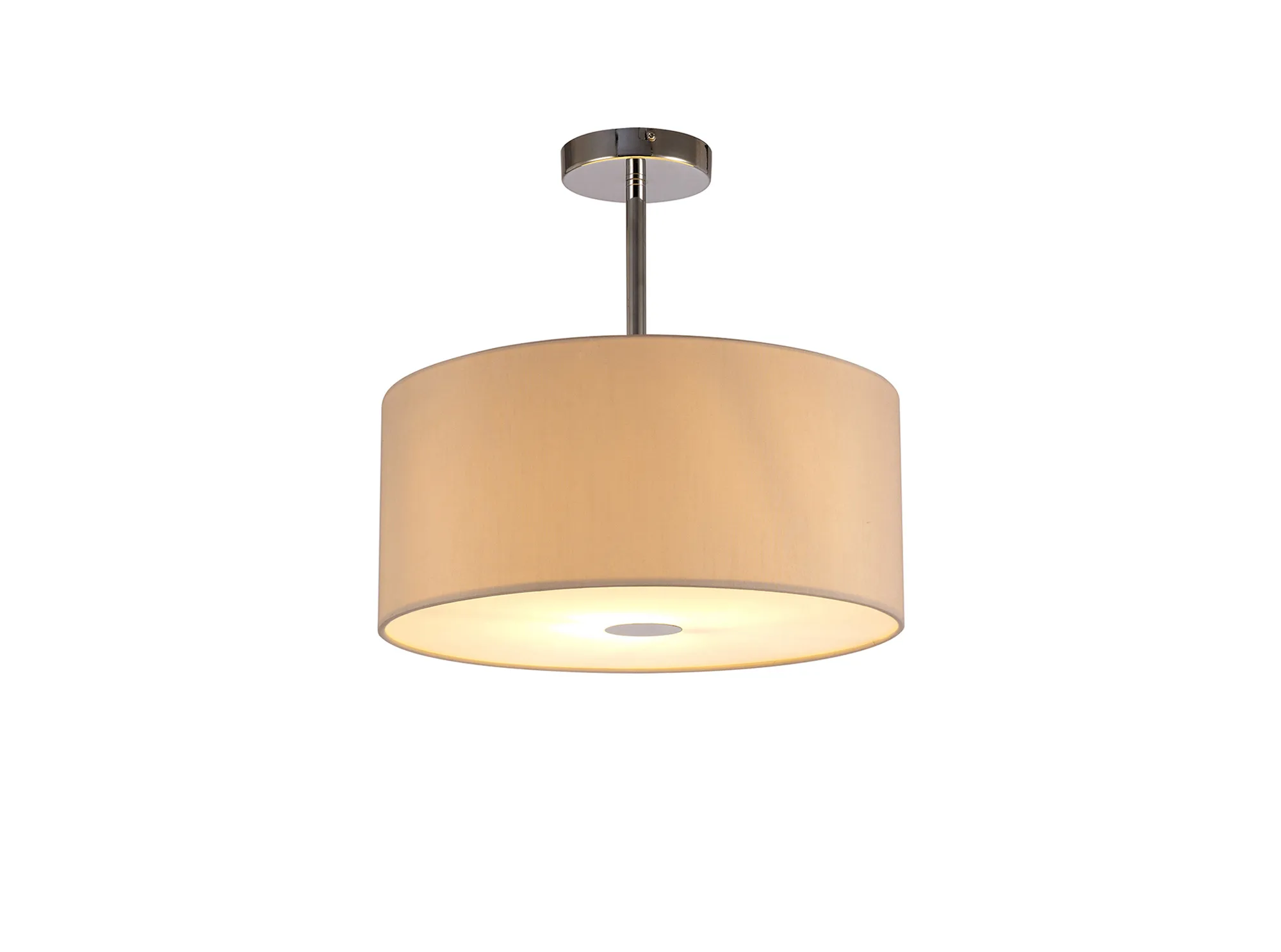 Baymont 40cm Semi Flush 1 Light Polished Chrome, Nude Beige/Moonlight, Frosted Diffuser DK0096  Deco Baymont CH NU